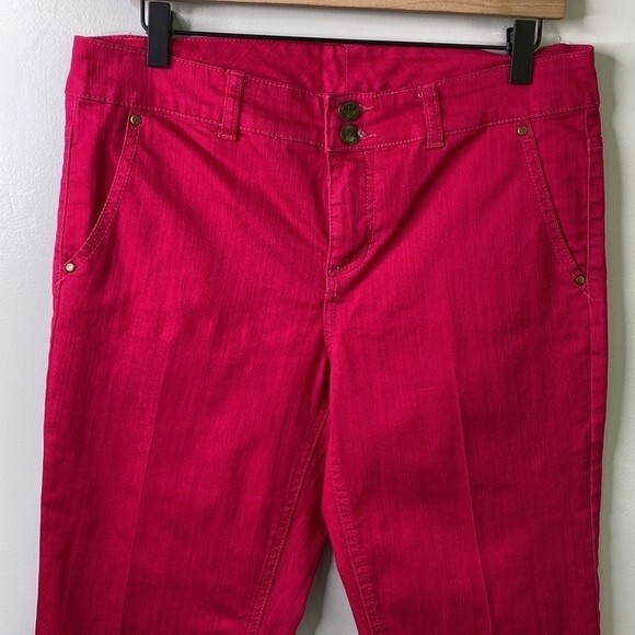 Style & Co Pink Capri Jeans Stretchy Barbiecore Embroidery Brass Stud Detail - Picture 3 of 14